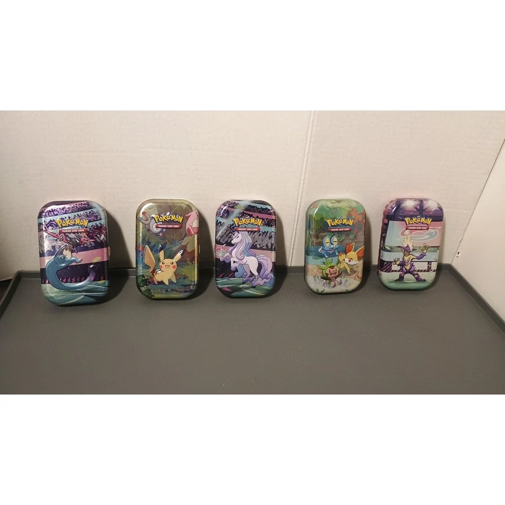 Pokemon Mini Tin Collection Multicolor Good 5 Tins Cards Coin Lot